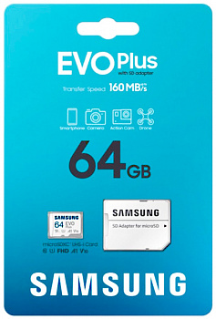 Samsung EVO Plus 64GB microSDXC UHS-I Card (MB-MC64SA/CN) Samsung EVO Plus 64GB microSDXC UHS-I Card (MB-MC64SA/CN)