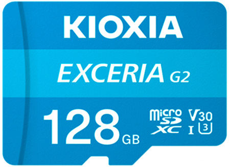 KIOXIA EXCERIA G2 ExtremeSpeed microSDXC UHS-I 128 GB V30 U3 (LMEX2L128GC4)
